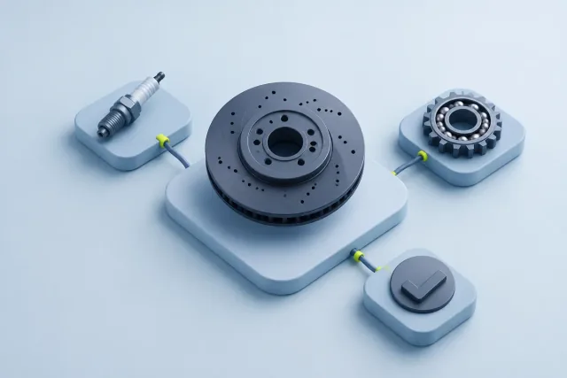 Connected automotive components with an evidence checkmark